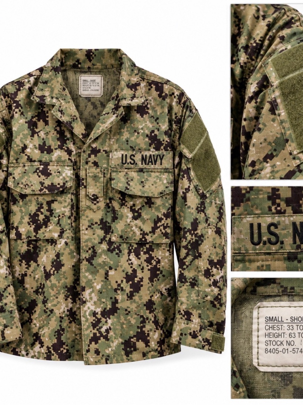 U.S. Navy NWU Type III Digital Camo Jacket Unisex Small Short